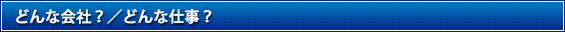 どんな会社？／どんな仕事？